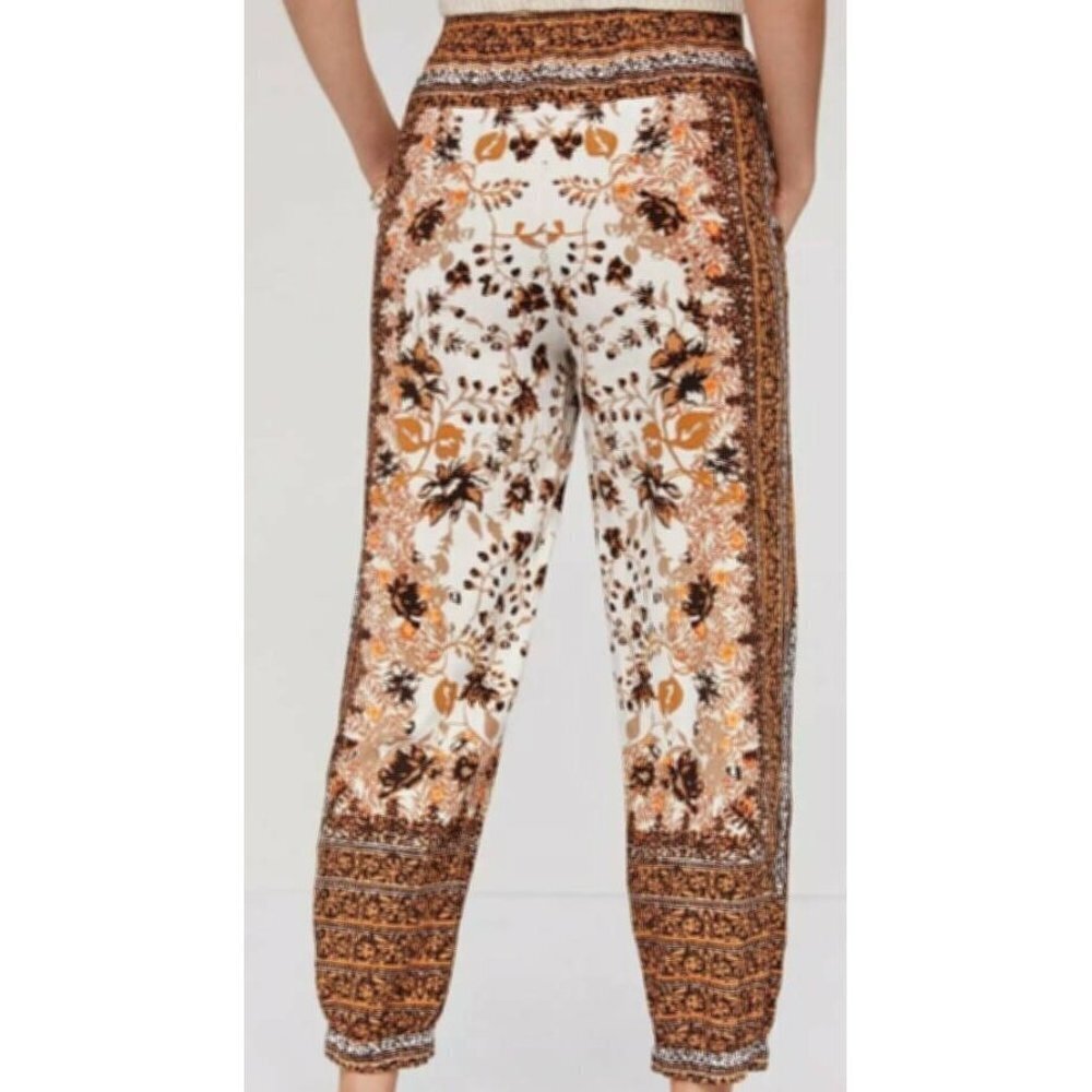 Anthropologie - Floral Print Linen Blend Joggers - Scarf Print - sz 4 - Picture 3 of 12